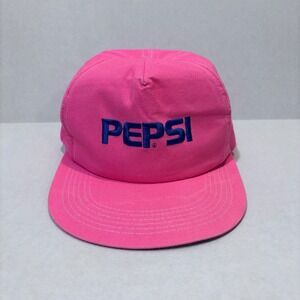 Vintage Pepsi Snapback Hat Pink Blue Logo Embroidered Cap Adjustable